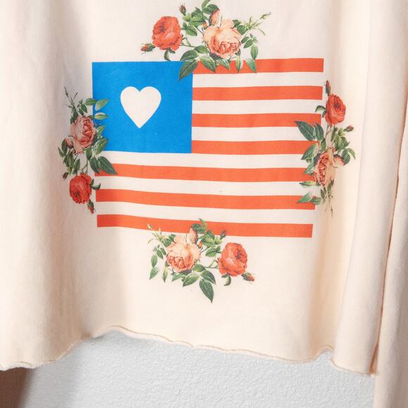 Wildfox Cropped Sweatshirt Americana Graphic Cream Size S Dreamy - Picture 4 of 11